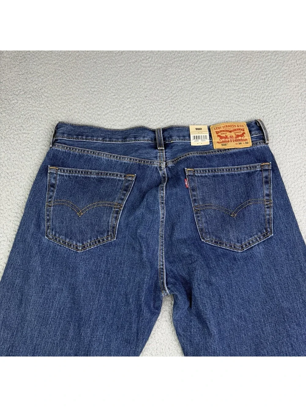 Levis 505 Blue Denim Jeans Men's 36x32 Regular Fit Straight Leg 100% Cotton NWT
